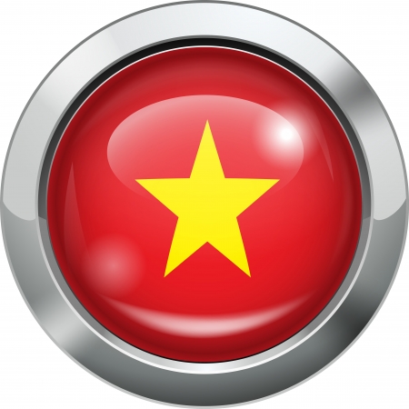 Vietnam flag metal button のイラスト素材