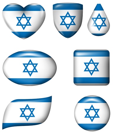 Israel flag in various shape glossy buttonのイラスト素材