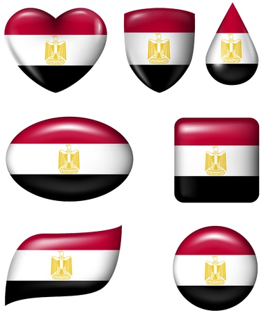 Egypt Flag in various shape glossy buttonのイラスト素材
