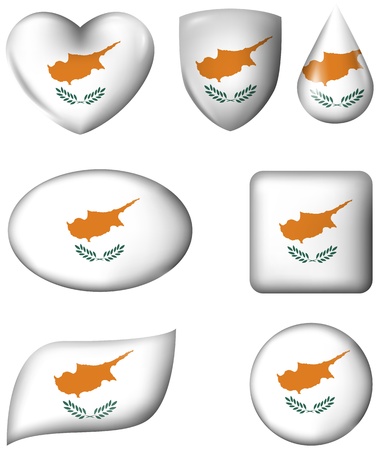 Cyprus Flag in various shape glossy buttonのイラスト素材
