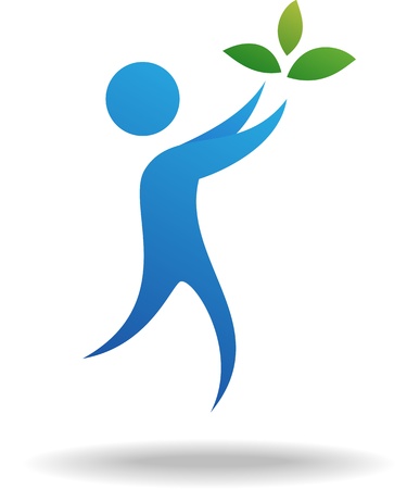 People and leaf icon, nature symbol のイラスト素材