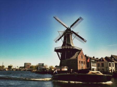Adriaan windmill in Haarlem city Netherlandsの素材