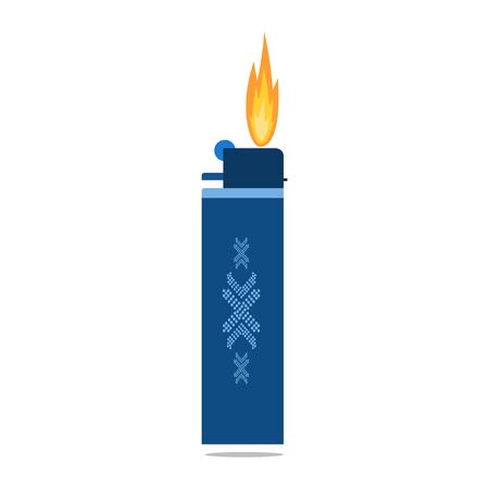 Cigarette lighter icon. Gas lighter with a burning flameのイラスト素材