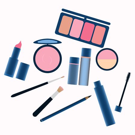 makeup tools and Cosmetics beauty elementsのイラスト素材