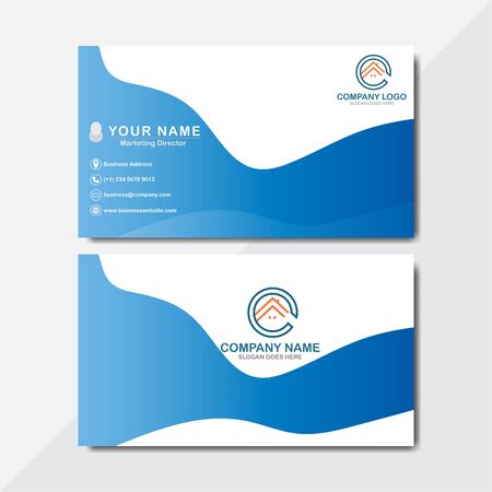 Double-sided business card template. Flat Design Vector Illustration. Abstract modern business card template design Name Cardのイラスト素材