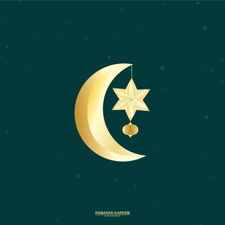 Ramadan moon, stars. Party decoration. Golden star and moon. Greeting card, banner or invitation for muslim holly month Ramadan Kareem. Ramadan Kareem Design Background.のイラスト素材