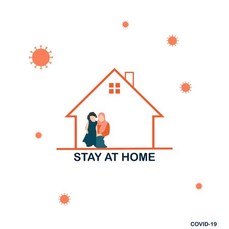 Novel Coronavirus (2019-nCoV). Stay at Home Order icon. A Stay at Home order is the Governor directing people to avoid going out in public unless it is absolutely necessaryのイラスト素材
