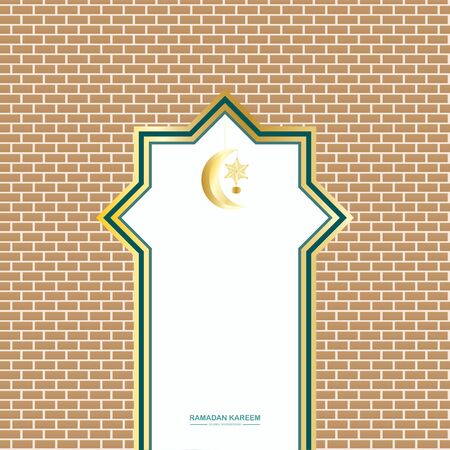 ramadan ornament on wall brick background. ramadan kareem islamic background. abstract background ramadan kareem flat designのイラスト素材
