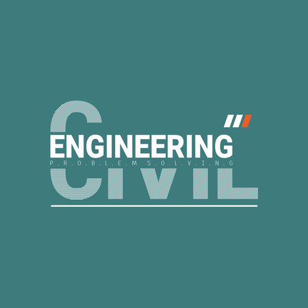 Lettering of civil engineering with graphic vector Illustration. suitable t for t-shirts design, clothing, hoodies, etc.のイラスト素材