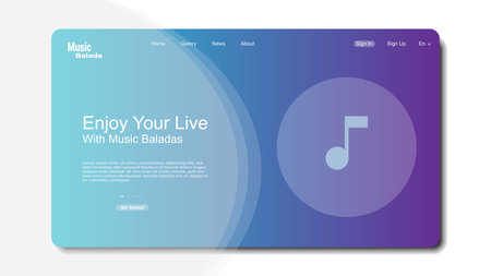 Landing page template of music baladas. Music template for website page. build your website with Ballad song and romantic songのイラスト素材
