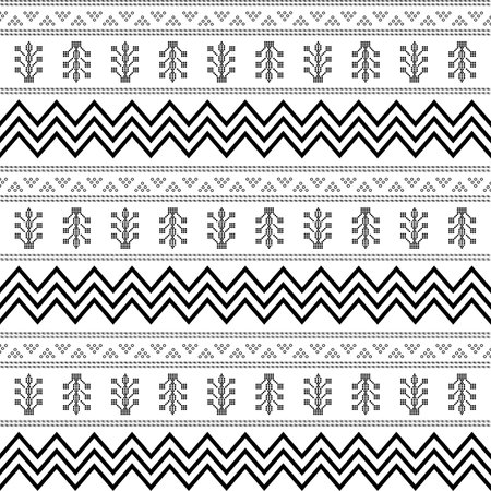 Black and white tribal ethnic pattern with geometric elements, traditional African mud cloth, tribal design. fabric or home wallpaper designのイラスト素材