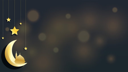 Islamic Background Ramadan kareem, Eid mubarak with bokeh light vector illustrationのイラスト素材
