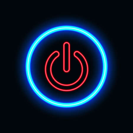 Power on neon icon for website and UI material. vector illustration