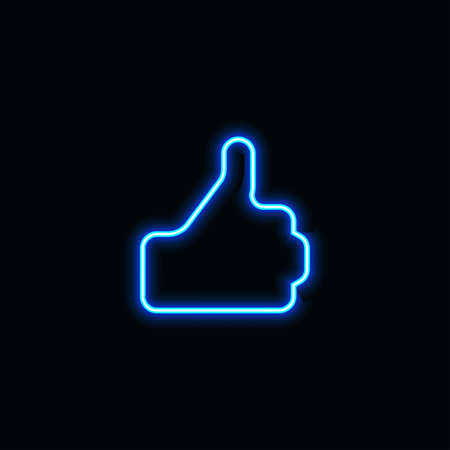 like button with neon blue icon suitable for website and UI material, mobile application, social media. vector illustrationのイラスト素材