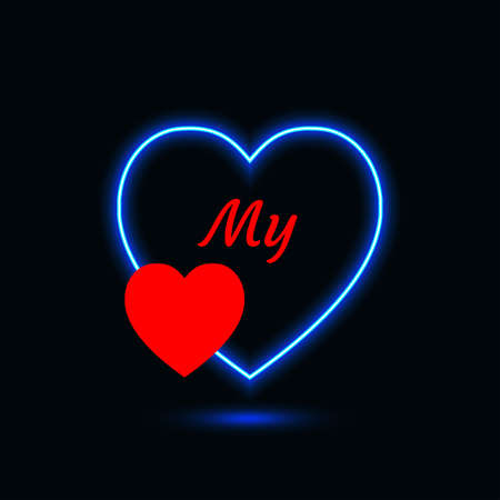 My love neon blue suitable for send gift valentines day. vector illustrationのイラスト素材