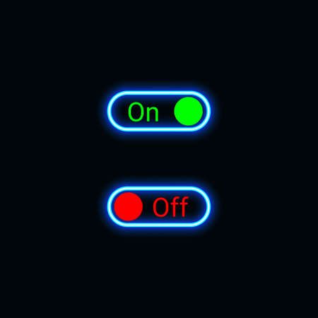 Switch button on off neon icon for website, mobile application and template UI material. vector illustrationのイラスト素材