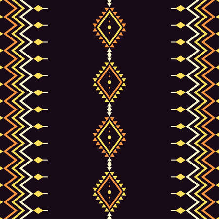 Ethnic Seamless pattern aztec tribal art fabric print, home decoration, wallpaper, cloth. yellow colorのイラスト素材