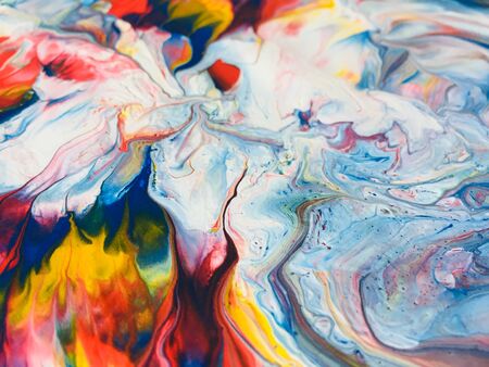 Close Up Colorful Fluid Pouring Abstract Art Acrylic Painting Texture Background