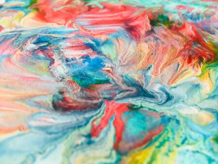 Close Up Colorful Fluid Pouring Abstract Art Acrylic Painting Texture Backgroundの写真素材