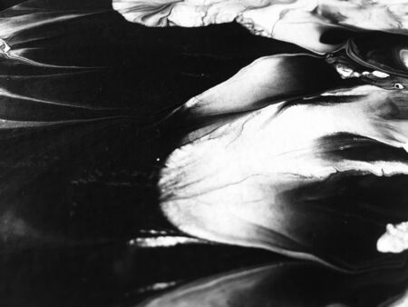 Close Up Black And White Colors Fluid Pouring Abstract Art Acrylic Painting Texture Backgroundの写真素材