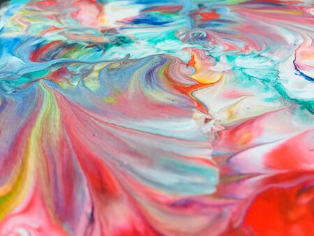 Close Up Colorful Fluid Pouring Abstract Art Acrylic Painting Texture Background