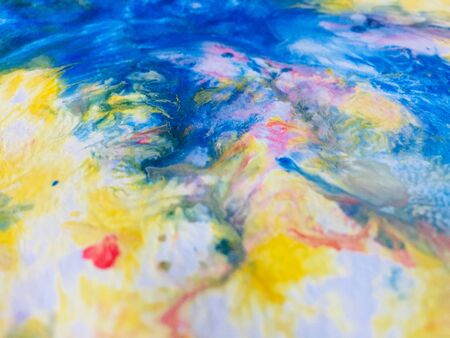 Close Up Colorful Fluid Pouring Abstract Art Acrylic Painting Texture Backgroundの写真素材