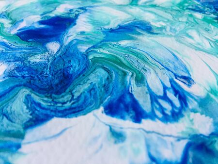 Close Up Colorful Fluid Pouring Abstract Art Acrylic Painting Texture Backgroundの写真素材