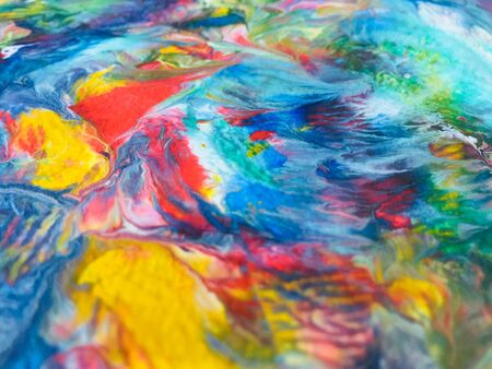 Close Up Colorful Fluid Pouring Abstract Art Acrylic Painting Texture Backgroundの写真素材