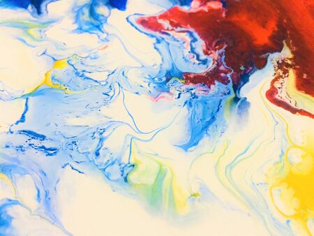 Close Up Colorful Fluid Pouring Abstract Art Acrylic Painting Texture Backgroundの写真素材