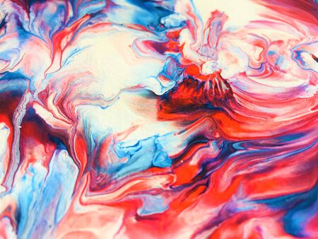 Close Up Colorful Fluid Pouring Abstract Art Acrylic Painting Texture Backgroundの写真素材