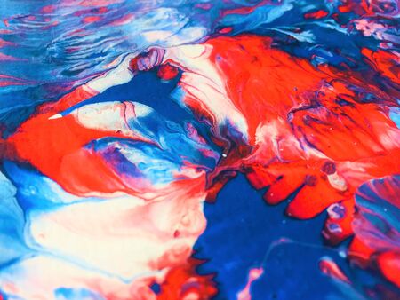Close Up Colorful Fluid Pouring Abstract Art Acrylic Painting Texture Backgroundの写真素材