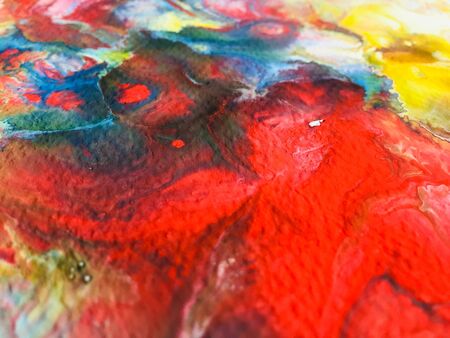 Close Up Colorful Fluid Pouring Abstract Art Acrylic Painting Texture Backgroundの写真素材