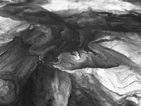 Close Up Black And White Colors Fluid Pouring Abstract Art Acrylic Painting Texture Backgroundの写真素材