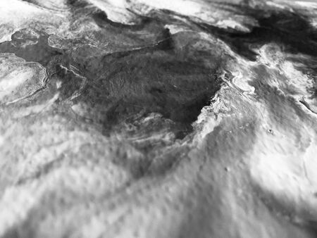 Close Up Black And White Colors Fluid Pouring Abstract Art Acrylic Painting Texture Backgroundの写真素材