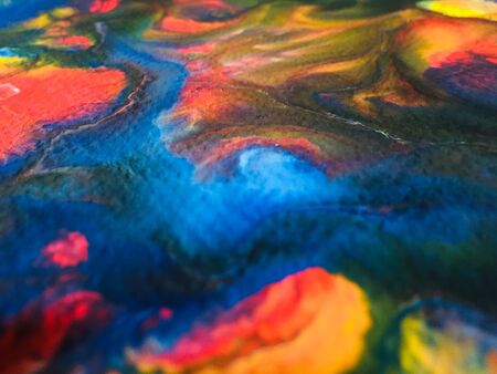Close Up Colorful Fluid Pouring Abstract Art Acrylic Painting Texture Backgroundの写真素材