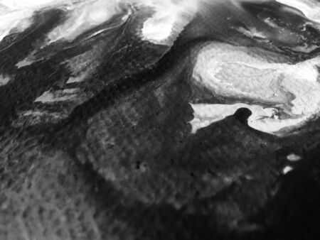 Close Up Black And White Colors Fluid Pouring Abstract Art Acrylic Painting Texture Background