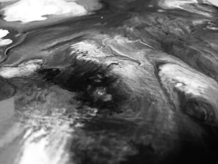 Close Up Black And White Colors Fluid Pouring Abstract Art Acrylic Painting Texture Background