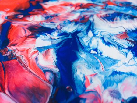 Close Up Colorful Fluid Pouring Abstract Art Acrylic Painting Texture Backgroundの写真素材