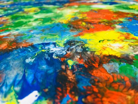 Close Up Colorful Fluid Pouring Abstract Art Acrylic Painting Texture Background