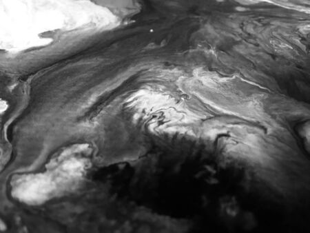 Close Up Black And White Colors Fluid Pouring Abstract Art Acrylic Painting Texture Background