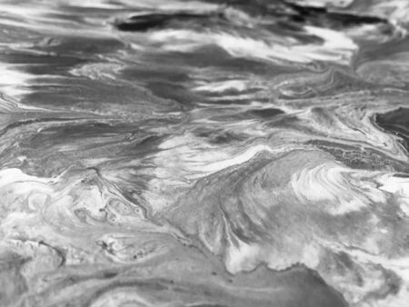 Close Up Black And White Colors Fluid Pouring Abstract Art Acrylic Painting Texture Background