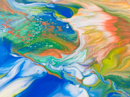 Close Up Colorful Fluid Pouring Abstract Art Acrylic Painting Texture Background