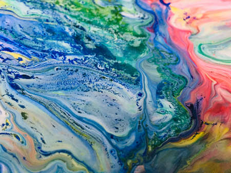Close Up Colorful Fluid Pouring Abstract Art Acrylic Painting Texture Background