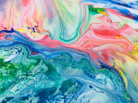 Close Up Colorful Fluid Pouring Abstract Art Acrylic Painting Texture Background