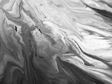 Close Up Black And White Colors Fluid Pouring Abstract Art Acrylic Painting Texture Background