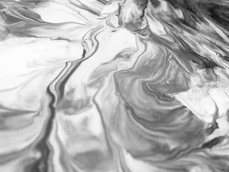 Close Up Black And White Colors Fluid Pouring Abstract Art Acrylic Painting Texture Background