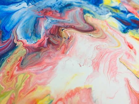 Close Up Colorful Fluid Pouring Abstract Art Acrylic Painting Texture Background