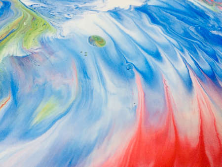 Close Up Colorful Fluid Pouring Abstract Art Acrylic Painting Texture Backgroundの写真素材
