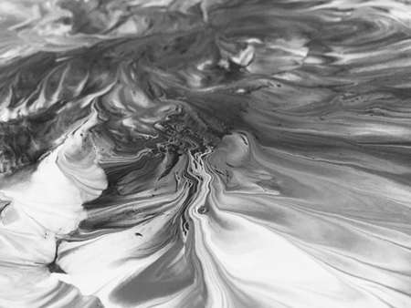 Close Up Black And White Colors Fluid Pouring Abstract Art Acrylic Painting Texture Background