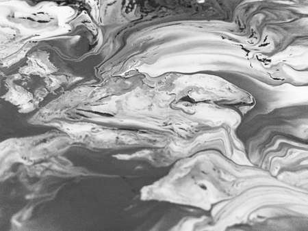 Close Up Black And White Colors Fluid Pouring Abstract Art Acrylic Painting Texture Background